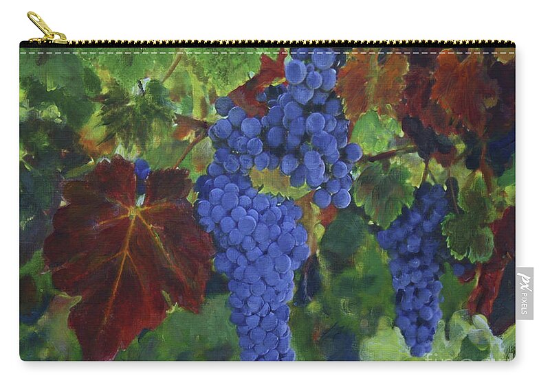 Art Zip Pouch featuring the painting Grapes ready for harvest by Donna Walsh