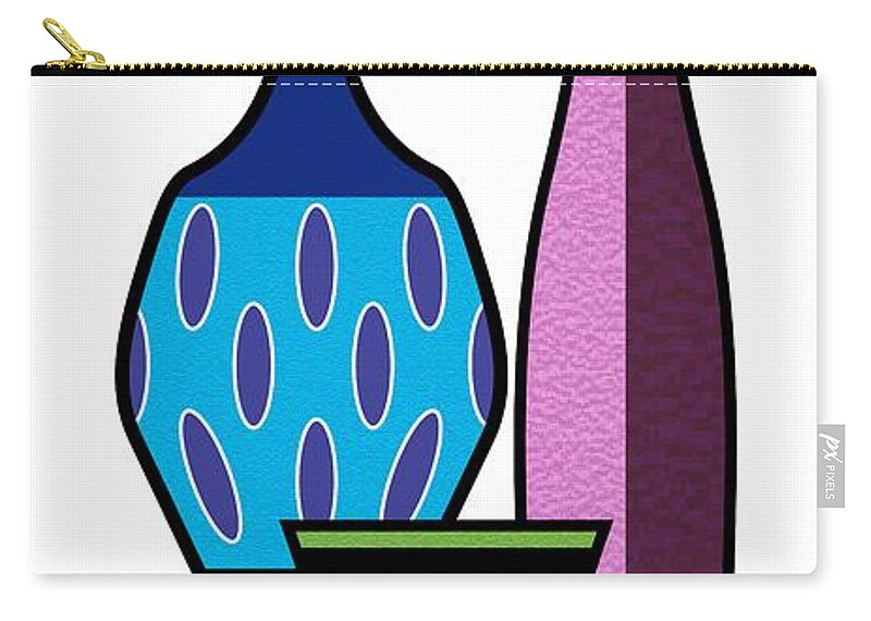 Mid Century Modern Zip Pouch featuring the digital art Gravel Art with Vases by Donna Mibus