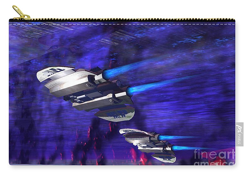 Space Art Zip Pouch featuring the painting Gravitational Forces by Corey Ford