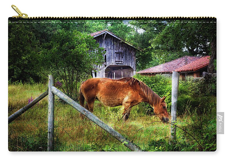 Animals Zip Pouch featuring the photograph Grazin' in the Grass by Debra and Dave Vanderlaan