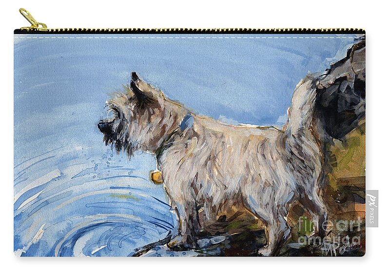 Dog And Water Zip Pouch featuring the painting Great Bay by Molly Poole