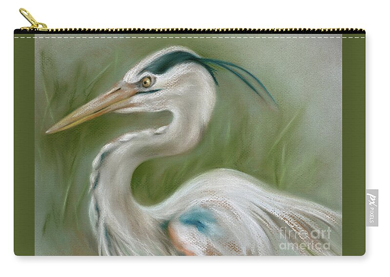 Bird Zip Pouch featuring the painting Great Blue Heron by MM Anderson