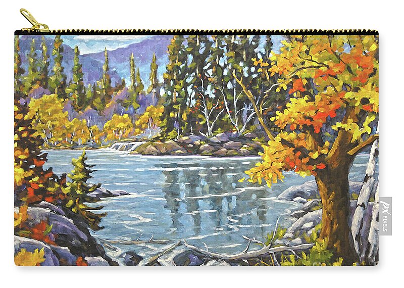 Charlevoix Landscape Scene Zip Pouch featuring the painting Great Canadian Lake - Large Original Oil Painting by Richard T Pranke