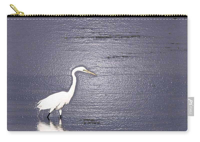 Great Egret Zip Pouch featuring the photograph Great Egret by Steven Sparks