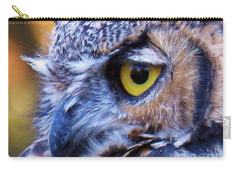 Great Horned Owl Zip Pouch featuring the photograph Feather Eyelashes by Michele Penner