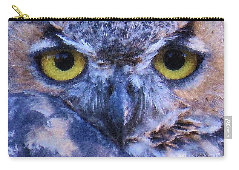 Great Horned Owl Zip Pouch featuring the photograph Great Horned Owl Macro by Michele Penner