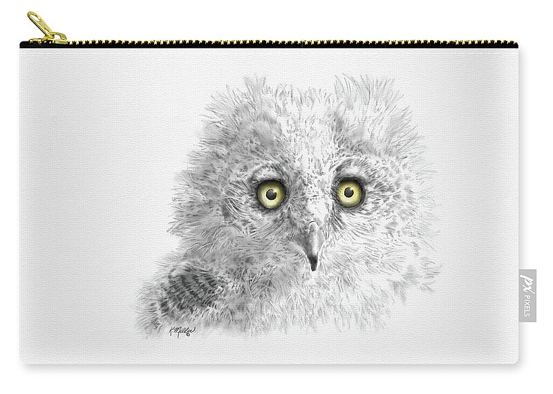 Owl Zip Pouch featuring the digital art Great Horned Owlet by Kathie Miller