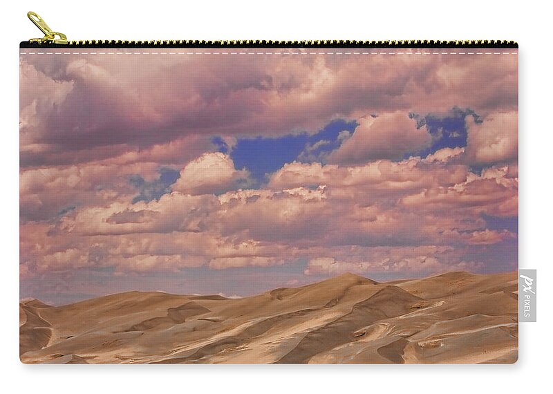 the Great Colorado Sand Dunes Zip Pouch featuring the photograph Great Sand Dunes and Great Clouds by James BO Insogna