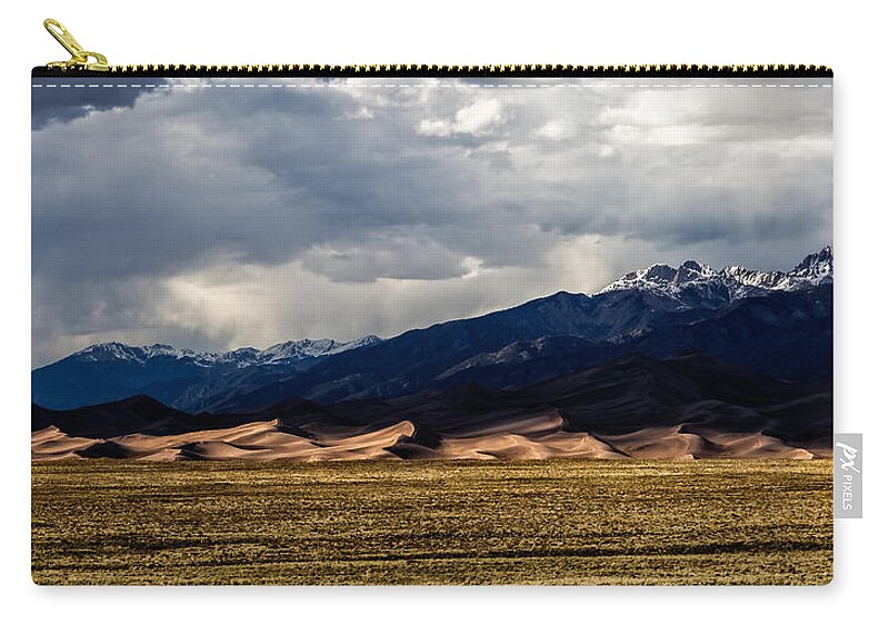 Sand Zip Pouch featuring the photograph Great Sand Dunes Panorama by Jason Roberts