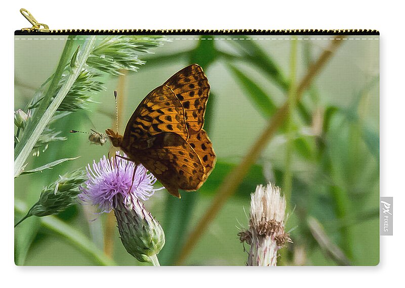 Great Spangled Fritillary Carry-all Pouch featuring the photograph Great Spangled Fritillary by Holden The Moment