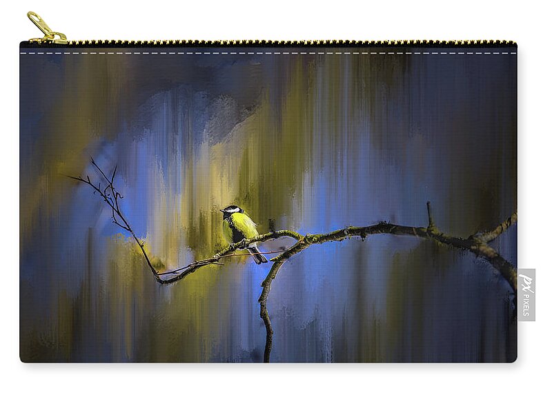 Great Tit Zip Pouch featuring the photograph Great tit on branch #h3 by Leif Sohlman