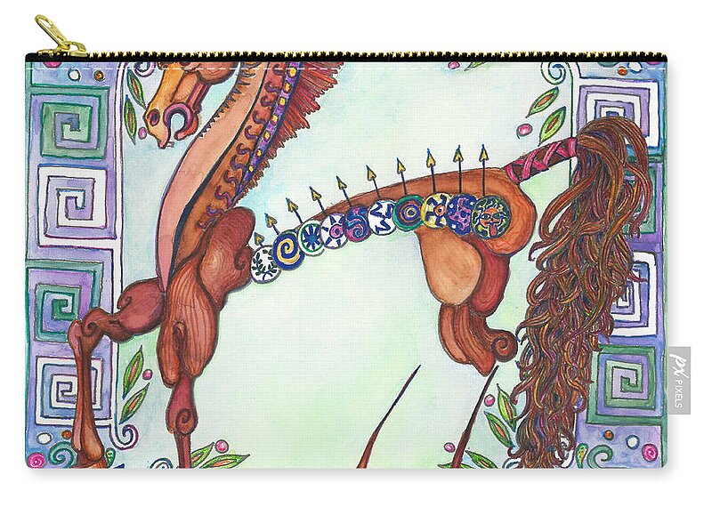 Trojan Zip Pouch featuring the painting Greek Gift right by Melinda Dare Benfield