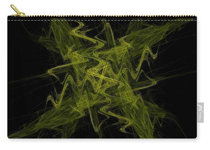 Green Crosshatch Zip Pouch featuring the digital art Green Crosshatch Scribble by Elizabeth McTaggart