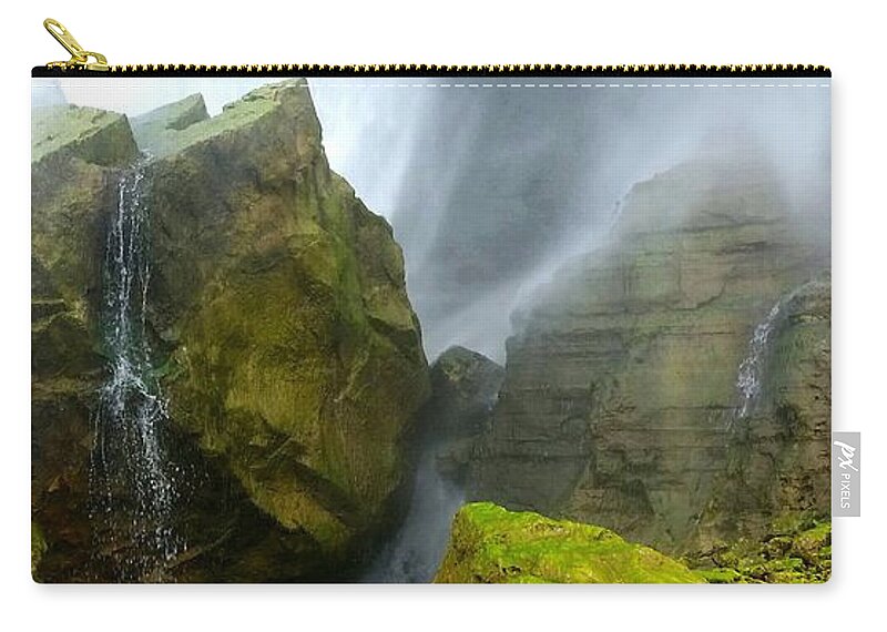 Falls Zip Pouch featuring the photograph Green falls by Raymond Earley
