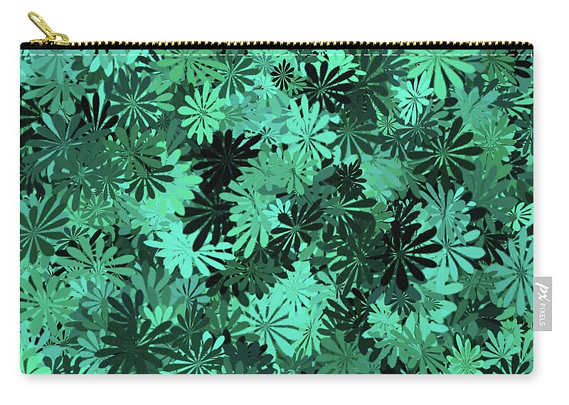 Flower Zip Pouch featuring the digital art Green Floral Pattern by Aimee L Maher ALM GALLERY