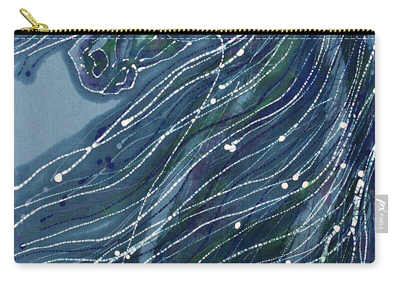 Horse Zip Pouch featuring the tapestry - textile Green Horse with Flying Mane by Carol Law Conklin