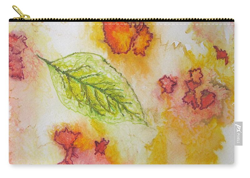 Nature Carry-all Pouch featuring the painting Green Leaf of Fall by Patricia Arroyo