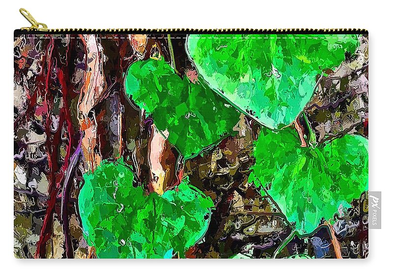 Green Leaves Zip Pouch featuring the painting Green Leaves by Joan Reese