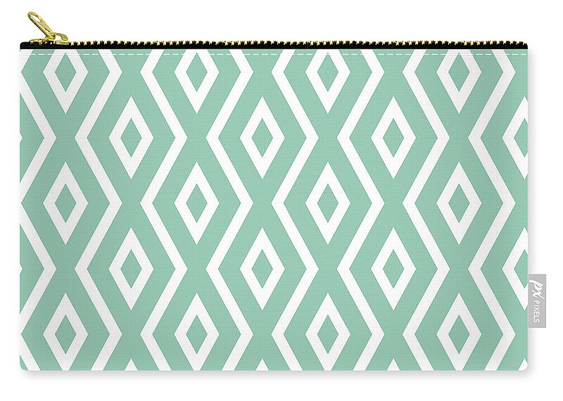 Green Pattern Zip Pouch featuring the mixed media Green Diamond Pattern by Christina Rollo