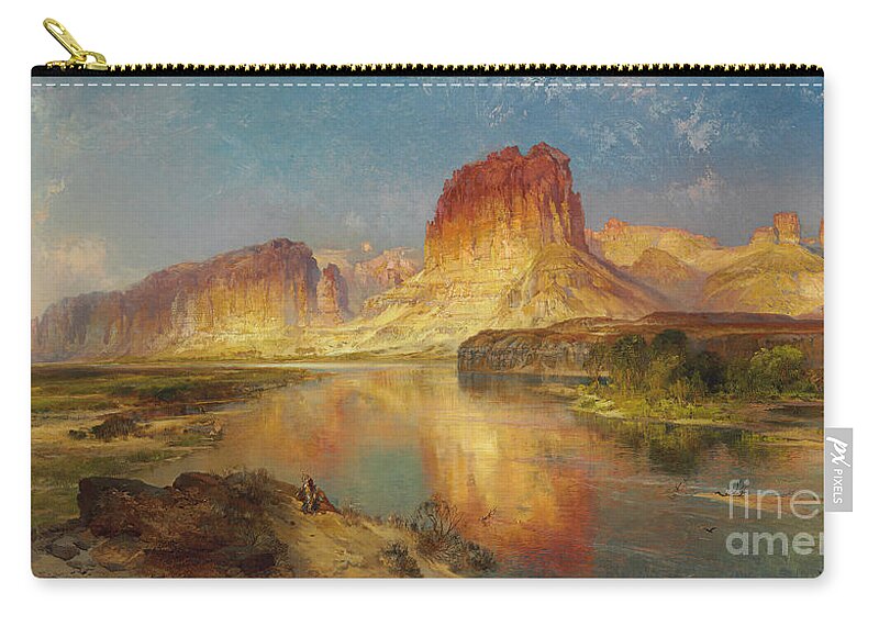 American Painting Zip Pouch featuring the painting Green River of Wyoming by Thomas Moran