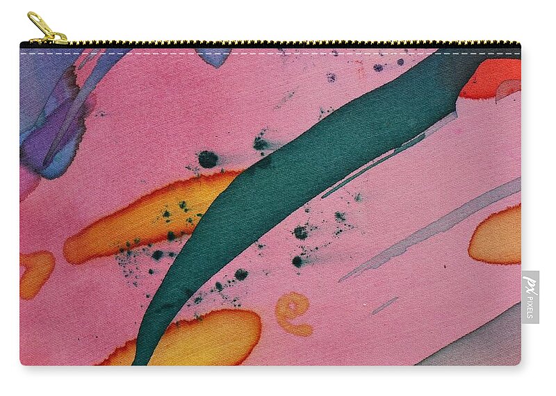  Zip Pouch featuring the painting Green Stripe by Barbara Pease