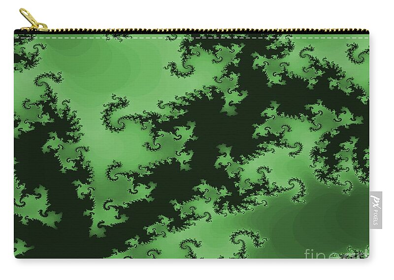 Fractal Zip Pouch featuring the digital art Green Swirl by Corinne Elizabeth Cowherd