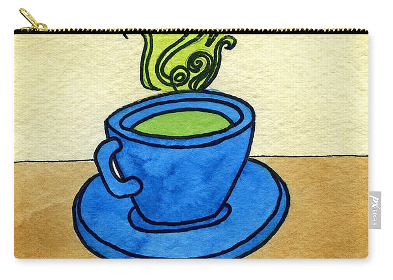 Green Tea A Pen & Ink Watercolor Painting By Norma Appleton Zip Pouch featuring the painting Green Tea by Norma Appleton