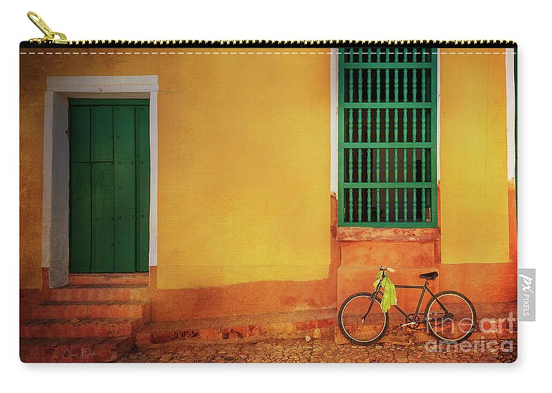 Bicycle Zip Pouch featuring the photograph Green Towel Bicycle by Craig J Satterlee