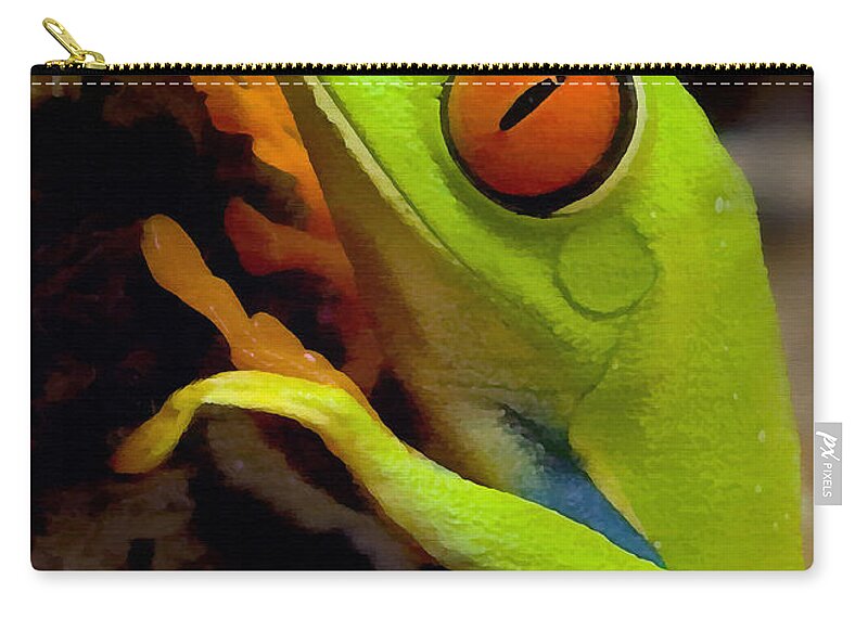 Frog Zip Pouch featuring the photograph Green Tree Frog by Sharon Foster