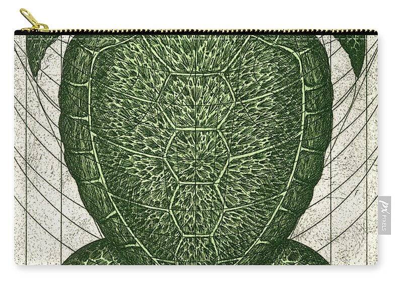 Turtle Zip Pouch featuring the painting Green Turtle by Charles Harden