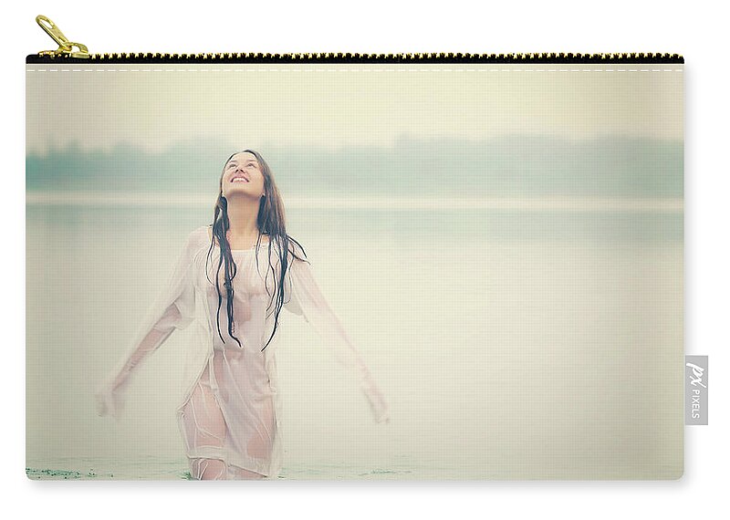Russian Artists New Wave Zip Pouch featuring the photograph Greeting New Day by Vitaly Vakhrushev