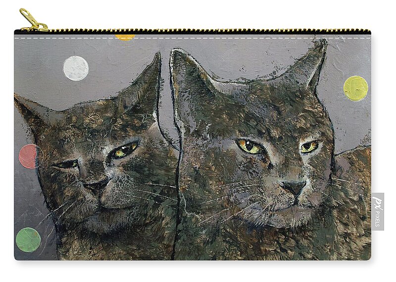 Abstract Zip Pouch featuring the painting Grey Cats by Michael Creese