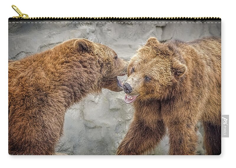 Grizzly Zip Pouch featuring the photograph Grizzly Bears   by LeeAnn McLaneGoetz McLaneGoetzStudioLLCcom