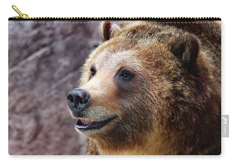 Grizzly Bears Zip Pouch featuring the photograph Grizzly Smile by Elaine Malott
