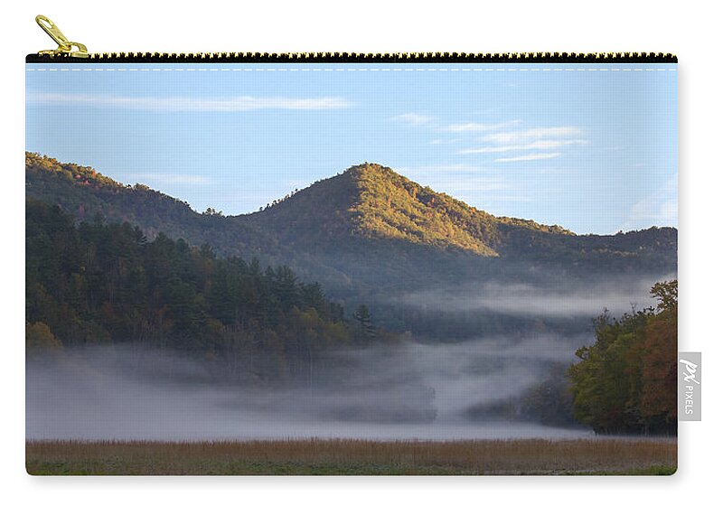 Mountains Carry-all Pouch featuring the photograph Ground Fog in Cataloochee Valley - October 12 2016 by D K Wall