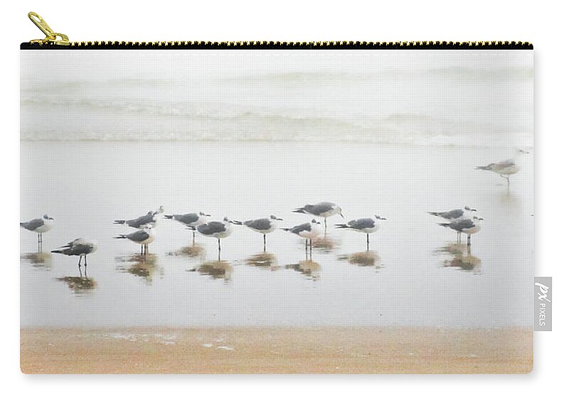 Birds Zip Pouch featuring the photograph Grounded By Fog by Christopher Holmes