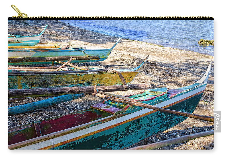 Philippines Zip Pouch featuring the photograph Group of Fishing Palm Boats by James BO Insogna