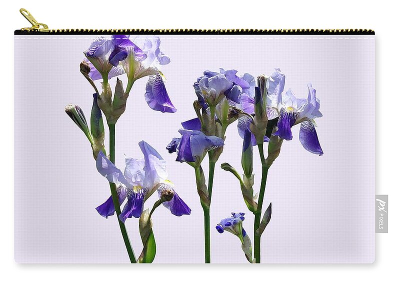 Iris Zip Pouch featuring the photograph Group of Purple Irises by Susan Savad
