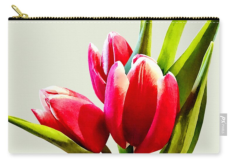 Tulip Zip Pouch featuring the photograph Group of Red Tulips by Susan Savad