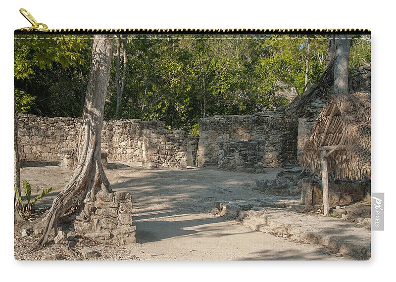 Mexico Quintana Roo Zip Pouch featuring the digital art Grupo Coba At the Coba Ruins by Carol Ailles