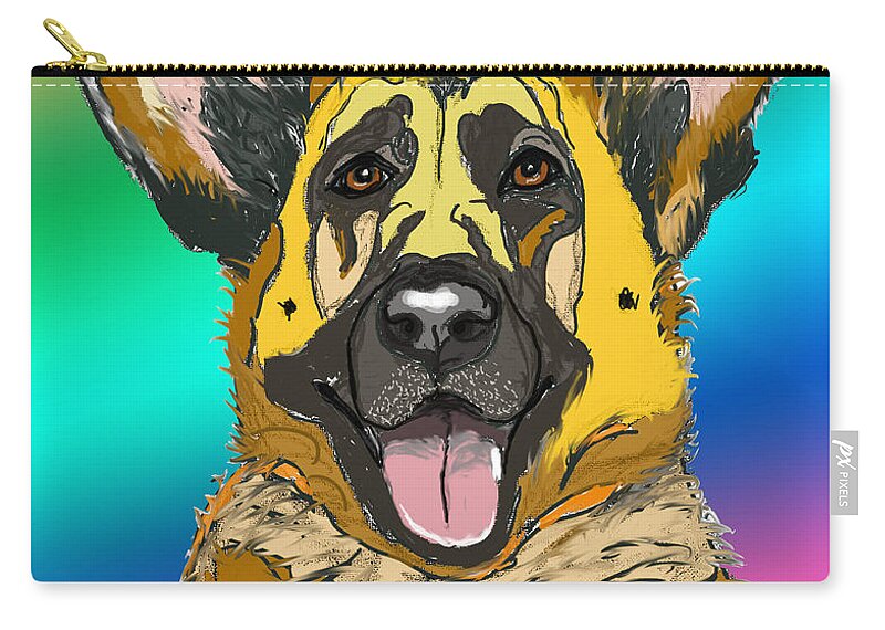 Gsd Zip Pouch featuring the digital art GSD in Digi Yellow by Ania M Milo