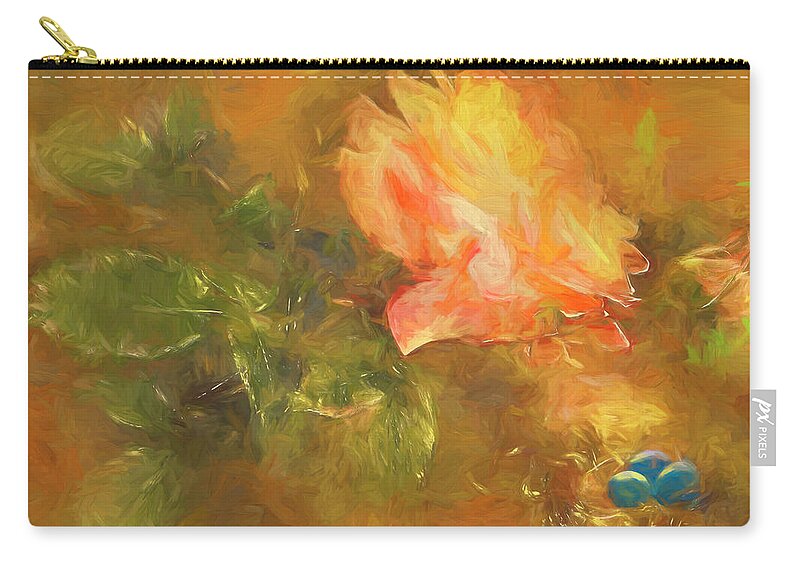 Rose Zip Pouch featuring the digital art Guarded Robin Blue Oil by Gary Baird