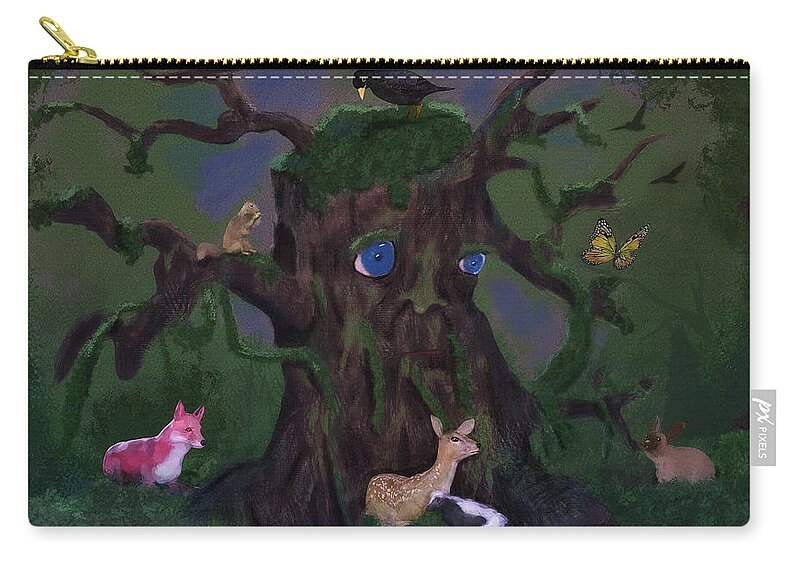Ent Zip Pouch featuring the digital art Guardian of the Woods by Ken Morris