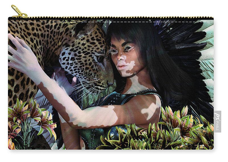 Guardian Angel Zip Pouch featuring the painting Guardian8 by Suzanne Silvir