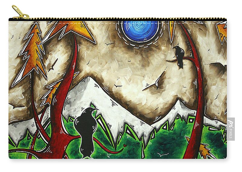 Art Zip Pouch featuring the painting GUARDIANS OF THE WILD Original MADART Painting by Megan Aroon