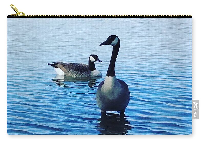 Geese Zip Pouch featuring the photograph Guarding Geese by Vic Ritchey
