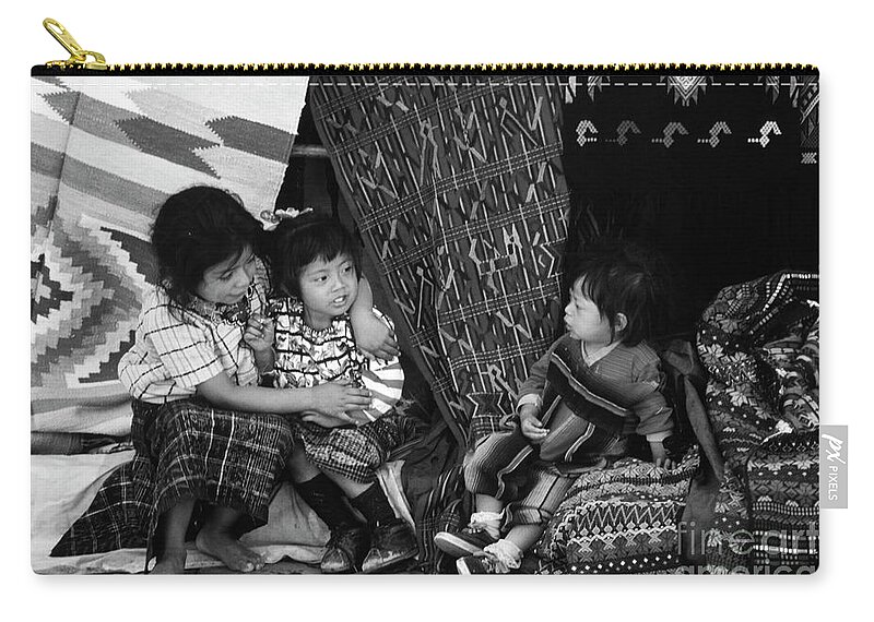 Black And White Zip Pouch featuring the photograph Guatemala_41-13 by Craig Lovell