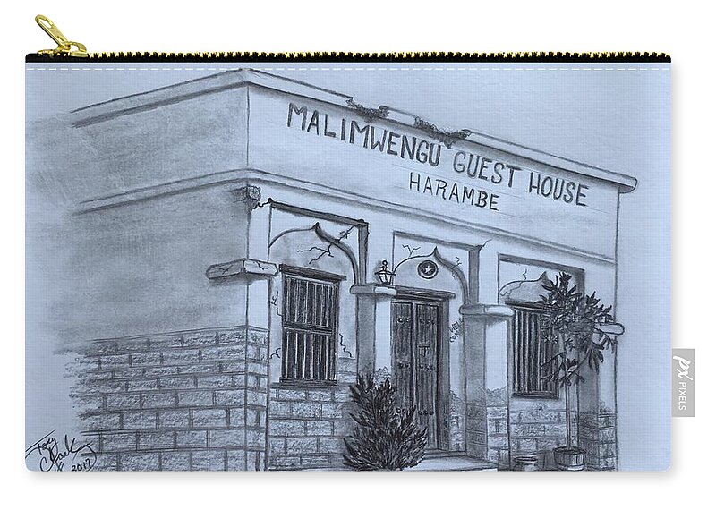 Drawing Zip Pouch featuring the drawing Guest House by Tony Clark