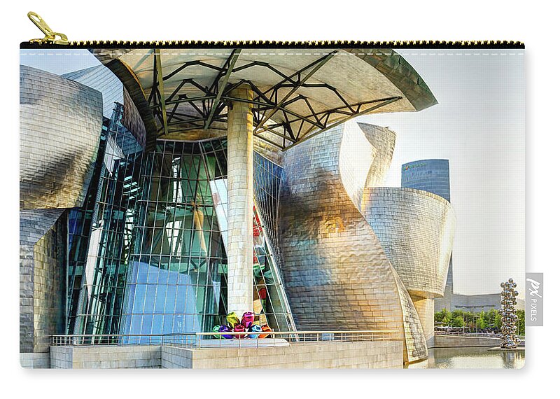 Guggenheim Zip Pouch featuring the photograph Guggenheim Bilbao Vertical by Weston Westmoreland