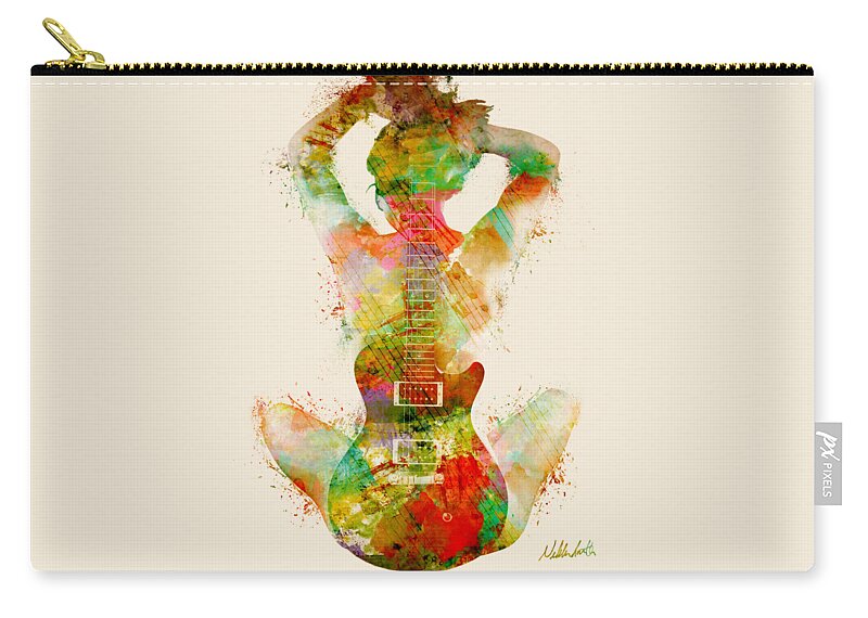 Guitar Carry-all Pouch featuring the digital art Guitar Siren by Nikki Smith